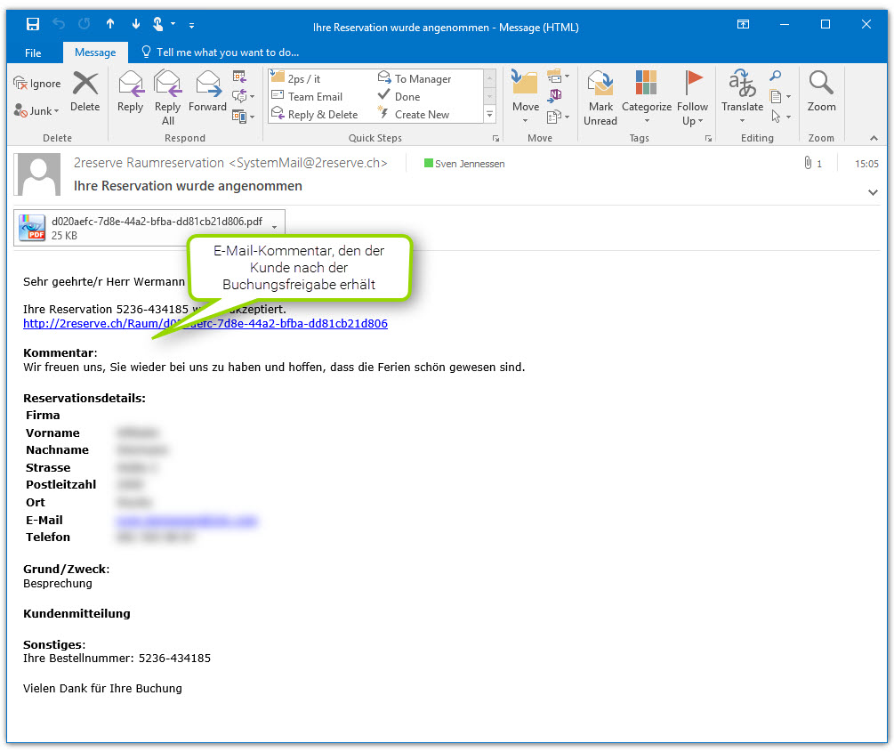 Kommentar in der E-Mail